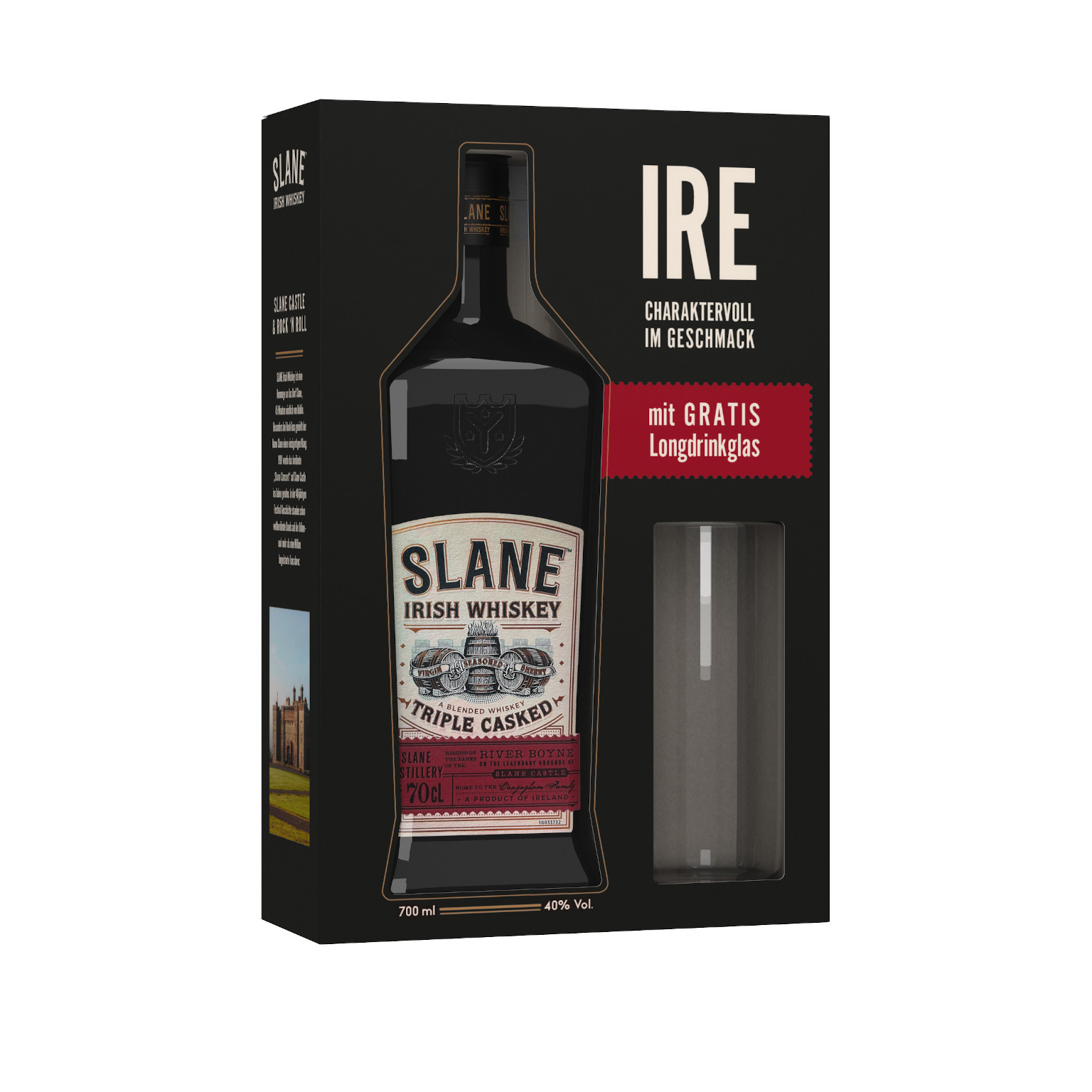 Slane Triple Casked Whiskey 0.7L (40% Vol.) +  glas gift box
